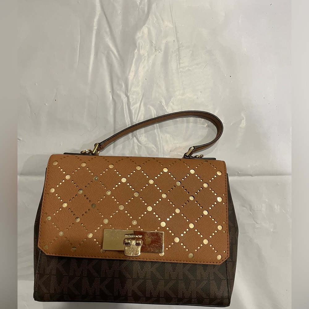 Michael Kors Violet Callie Bag Brown Pale Gold Leather Medium